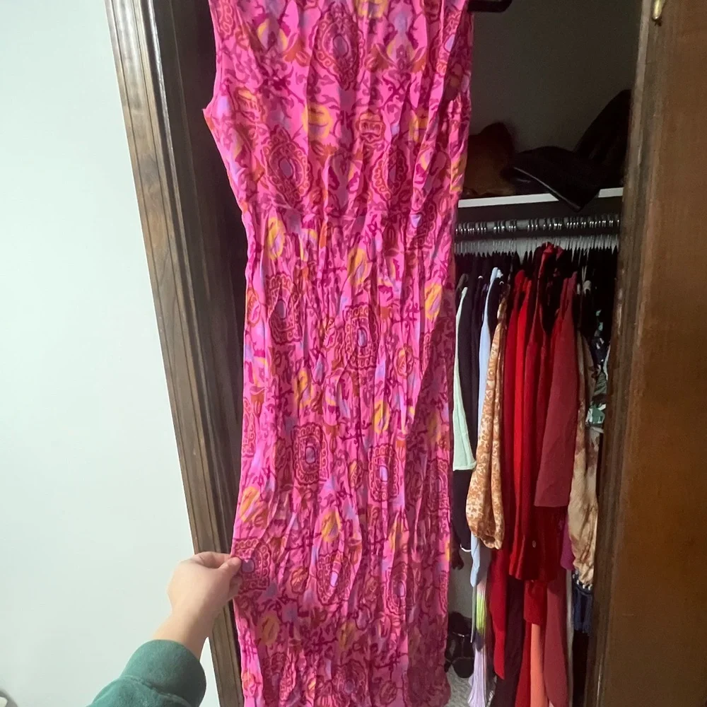 Diane Von Furstenberg Pink and Orange Midi Dress - Picture 4 of 4